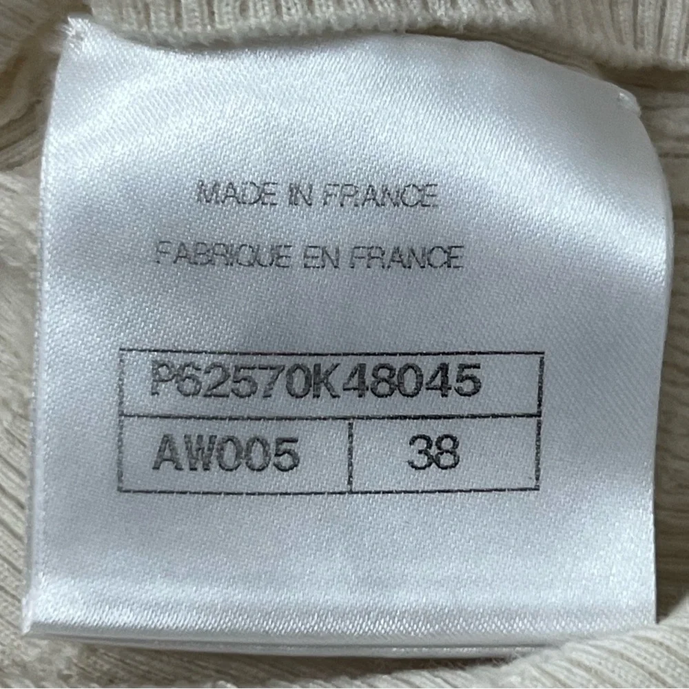 Chanel Sweater Soft Wool Womens 38 (6) Cream Ruffle Tiered Logo Pullover France